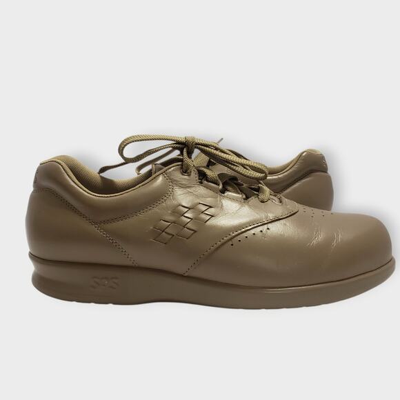 SAS Womens Free Time Walking Shoe Mocha Leather Sz 9 Orthopedic Comfort Lace Up - Picture 1 of 16